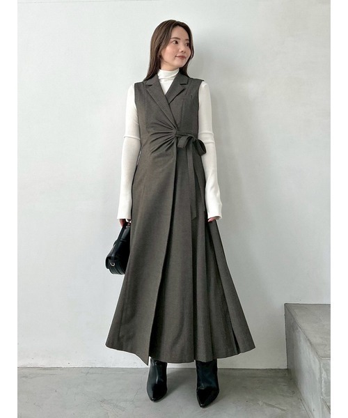 【最安値】snidel Sustainableサイドプリーツテーラードワンピース SNIDEL（スナイデル） ワンピース Sustainableサイドプリーツ