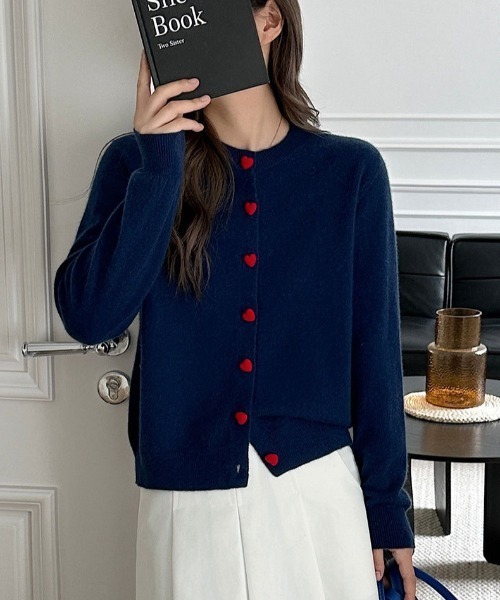 カーディガン ハートボタンニットカーディガン レディース : ZOZOTOWN