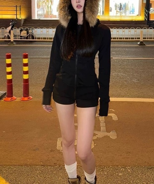 LADY LIKE（レディライク） パーカー ファー取り外し2WAYジップ