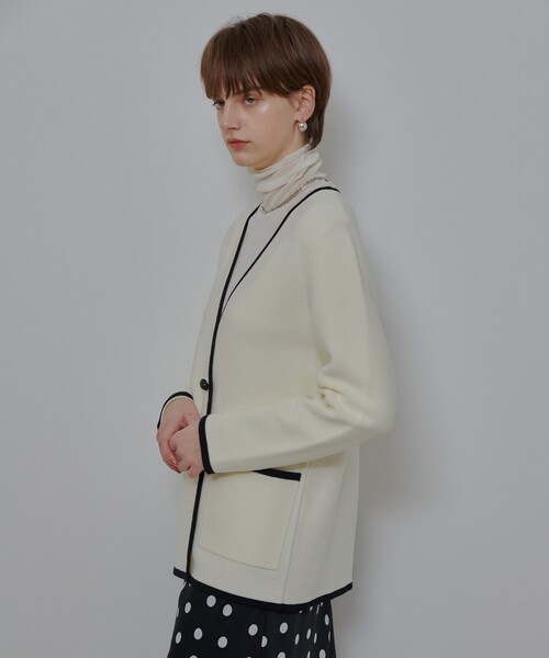 allureville（アルアバイル） カーディガン ガーターノーカラーニット