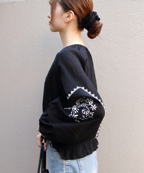 THE SHINZONE パッチワークレース トップス シンゾーン ブラック THE SHINZONE（ザ シンゾーン） ブラウス シャツ THE SHINZONE