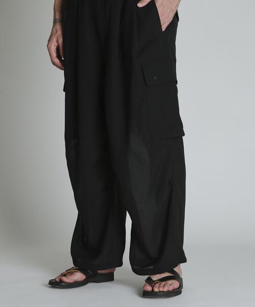 ワイドパンツ カーゴパンツ Schott/ショット/CHIFFON CARGO PANTS/シフォン カーゴパンツ メンズ レディースの画像
