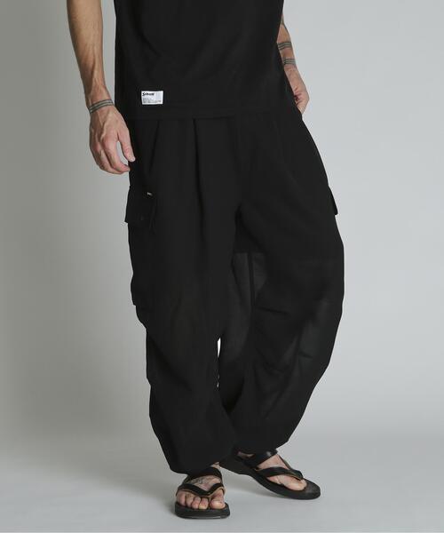ワイドパンツ カーゴパンツ Schott/ショット/CHIFFON CARGO PANTS/シフォン カーゴパンツ メンズ レディースの画像