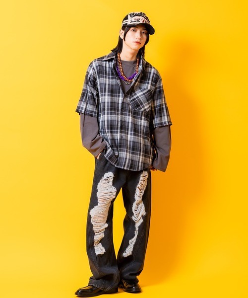 「ankoROCK」 長袖Tシャツ ONESIZE ネイビー メンズ_画像4
