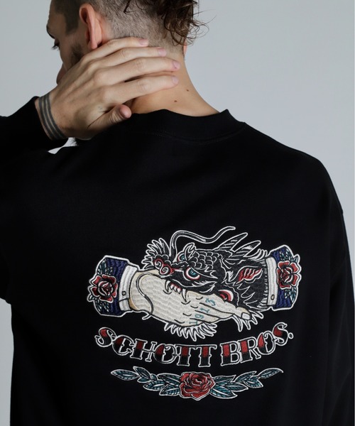 「schott」 スウェットカットソー L ブラック メンズ