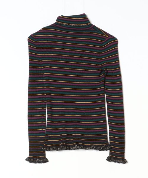 「nanette lepore」 ボーダー柄タートルネックニット S ブラック レディース_画像2