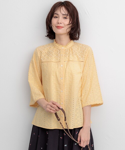 ブラウス シャツ エンブロイダリーレース フレアスリーブブラウス レディース | 組曲 | 03