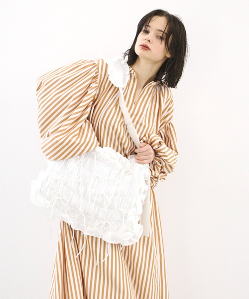 「PERNA」 長袖ワンピース LARGE ブラウン レディース_画像8