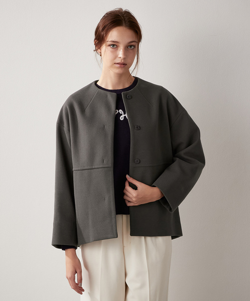 「LE SOUK HOLIDAY」 ノーカラージャケット L チャコールグレー レディース_画像2