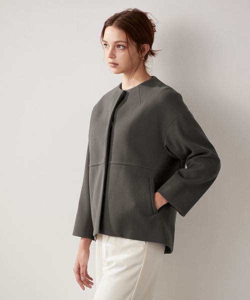 「LE SOUK HOLIDAY」 ノーカラージャケット L チャコールグレー レディース_画像5