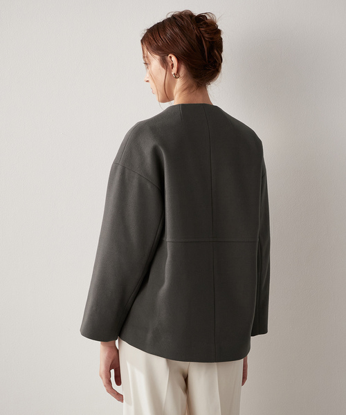 「LE SOUK HOLIDAY」 ノーカラージャケット L チャコールグレー レディース_画像6