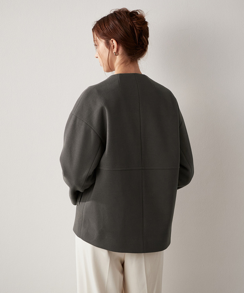 「LE SOUK HOLIDAY」 ノーカラージャケット L チャコールグレー レディース_画像7