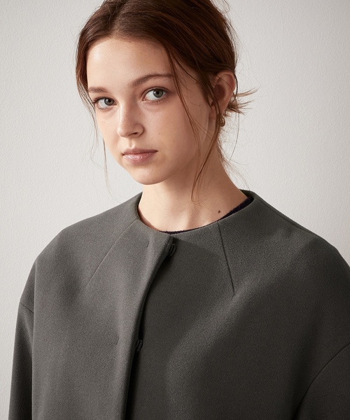 「LE SOUK HOLIDAY」 ノーカラージャケット L チャコールグレー レディース_画像8