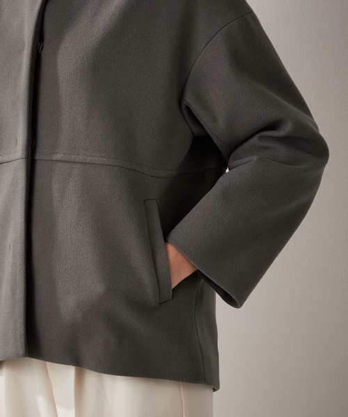 「LE SOUK HOLIDAY」 ノーカラージャケット L チャコールグレー レディース_画像9