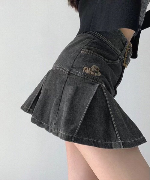 「BARELY BLUE」 デニムスカート M インディゴブルー レディース_画像6