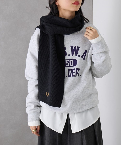 FRED PERRY フレッドペリー ウールマフラー 黒 ショッパー、バッグ付き FRED PERRY（フレッドペリー） マフラー 「FRED PERRY」CLASSIC WOOL