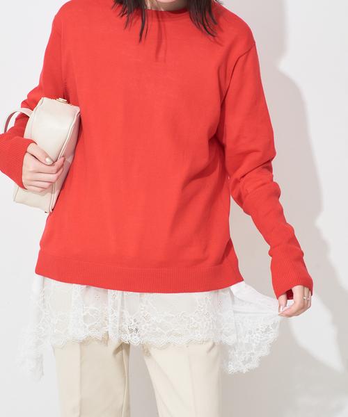 SLOBE IENA（スローブイエナ） tシャツ 「WEB限定/追加6」レースコンビ