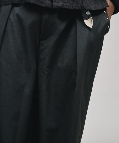 ANDER HUNK ワイドパンツ スラックス Studs Design Cross Tuck Slacks