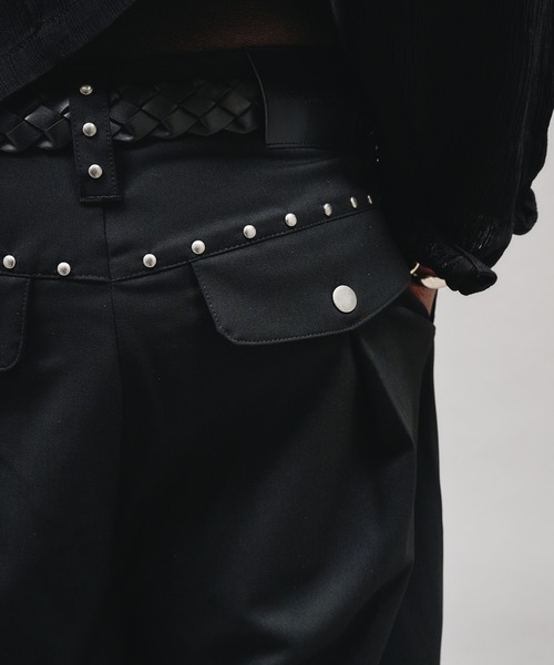 ANDER HUNK ワイドパンツ スラックス Studs Design Cross Tuck Slacks