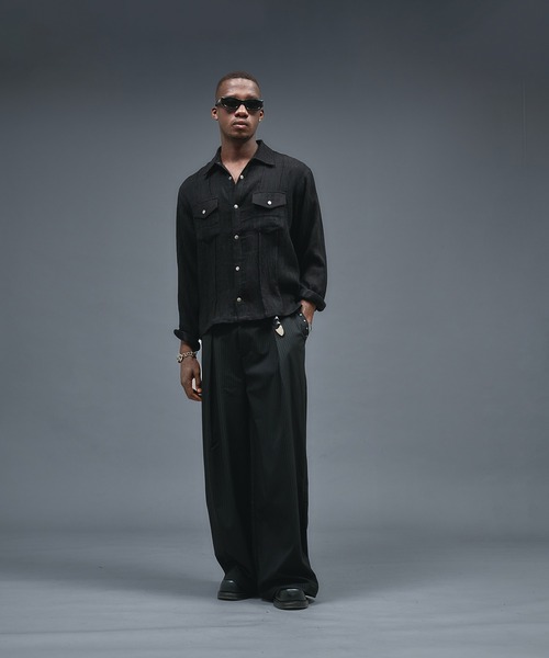 ANDER HUNK ワイドパンツ スラックス Studs Design Cross Tuck Slacks