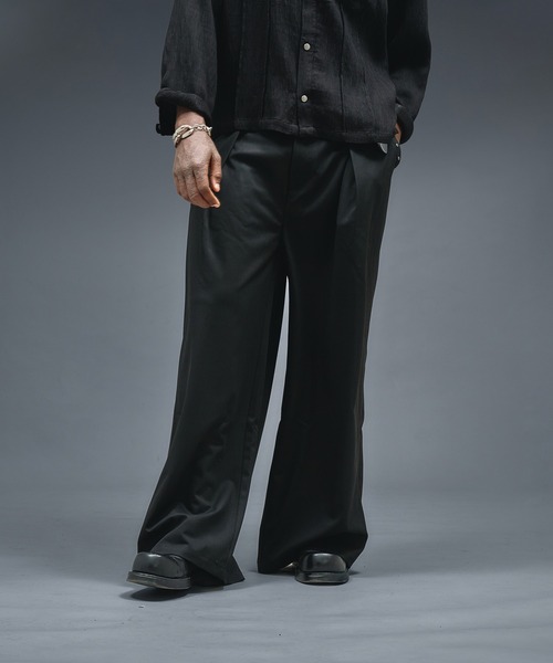 ANDER HUNK ワイドパンツ スラックス Studs Design Cross Tuck Slacks