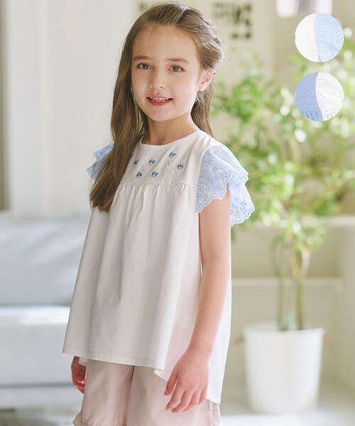 tシャツ 「110-140cm」 petit fleur エンブロイダリーチュニック 