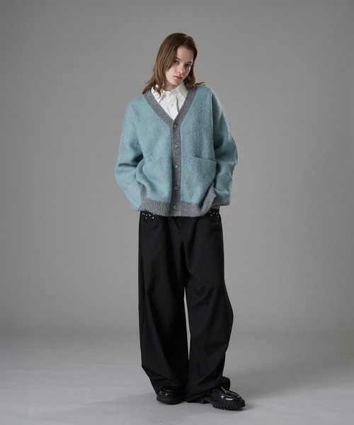 「ONCILY」 ニットカーディガン SMALL ブルー メンズ_画像5