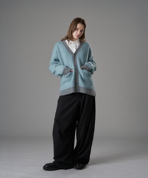 「ONCILY」 ニットカーディガン SMALL ブルー メンズ_画像6
