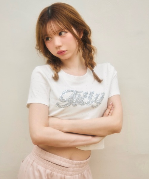 TITTY＆CO.（ティティーアンドコー） tシャツ ラインストーン半袖Tee