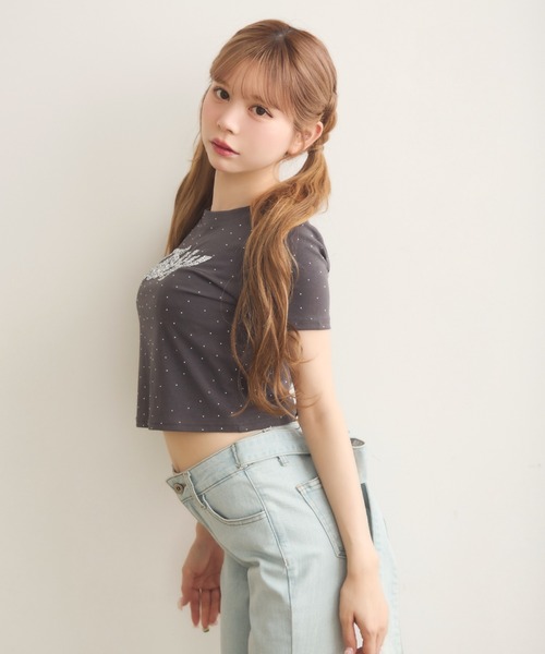TITTY＆CO.（ティティーアンドコー） tシャツ 半袖 ラインストーン半袖