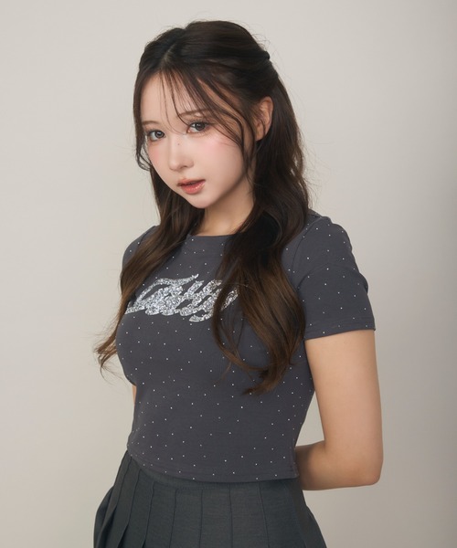 TITTY＆CO.（ティティーアンドコー） tシャツ 半袖 ラインストーン半袖