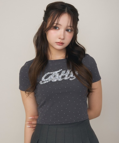 TITTY＆CO.（ティティーアンドコー） tシャツ 半袖 ラインストーン半袖