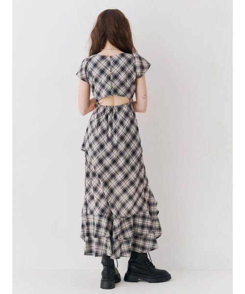 EVRIS（エヴリス） ワンピース イレヘムフリルバックオープンロング