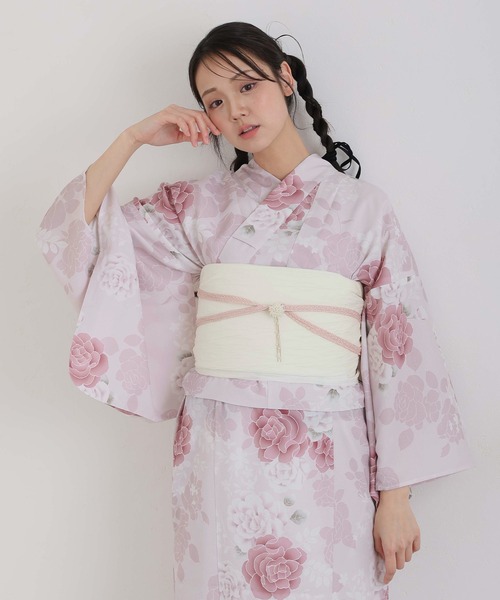 Yulie 大人浴衣2点セット洗える ピンク yulie 浴衣 「簡単着付け」セパレート浴衣 2点セット 二部式ワンピース