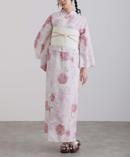 Yulie 大人浴衣2点セット洗える ピンク yulie 浴衣 「簡単着付け」セパレート浴衣 2点セット 二部式ワンピース