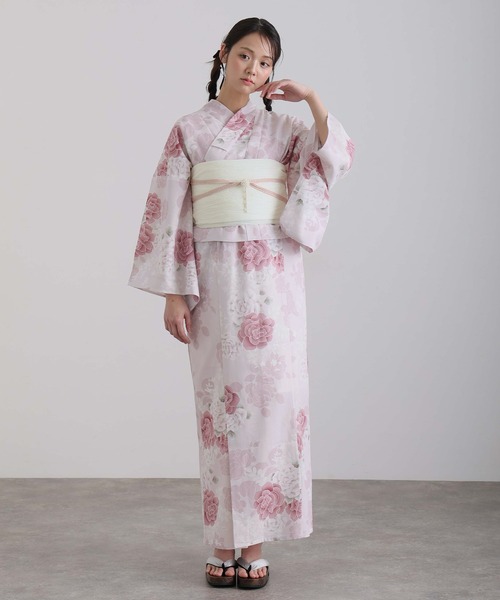 Yulie 大人浴衣2点セット洗える ピンク yulie 浴衣 「簡単着付け」セパレート浴衣 2点セット 二部式ワンピース