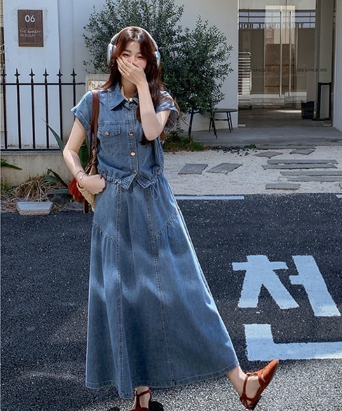 DIANTE デニムスカートセットアップ FAVORITO セットアップ デニムトップススカートセットアップ
