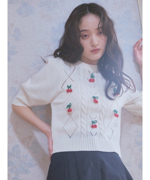 「FURFUR」 半袖ニット ONE SIZE ホワイト レディース_画像6