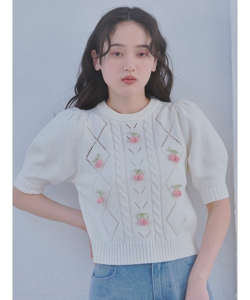 「FURFUR」 半袖ニット ONE SIZE ホワイト レディース_画像7