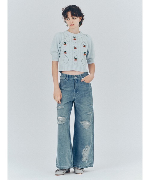 「FURFUR」 半袖ニット ONE SIZE ホワイト レディース_画像8