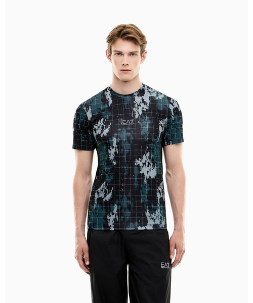 新品 XXL エンポリオアルマーニ タグ付き 半袖Tシャツ 総柄 クルーネック EA7 tシャツ 「オンライン限定」「エンポリオ アルマーニ EA7」スリム