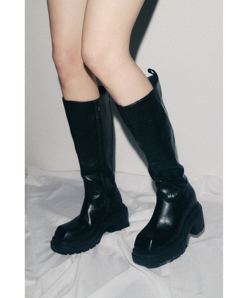 SLY（スライ） ロング ブーツ 「美脚チートブーツ」SQUARE TOE KNEE