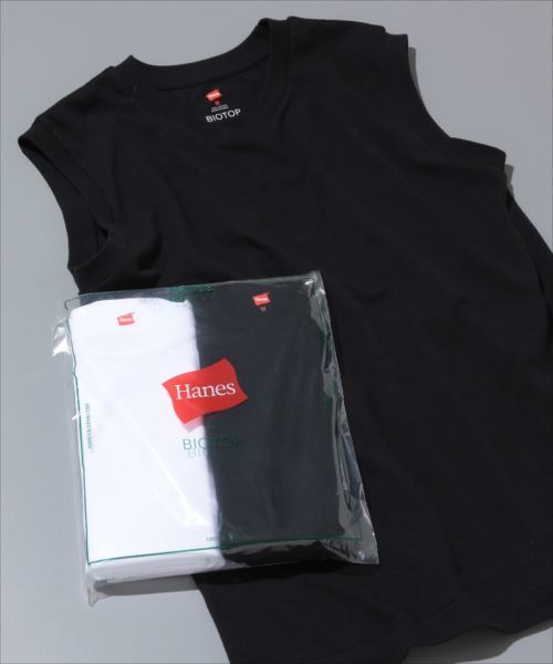 Hanes BIOTOP ノースリーブ 2枚セット ヘインズの定番Tシャツがノースリーブに ビオトープが別注