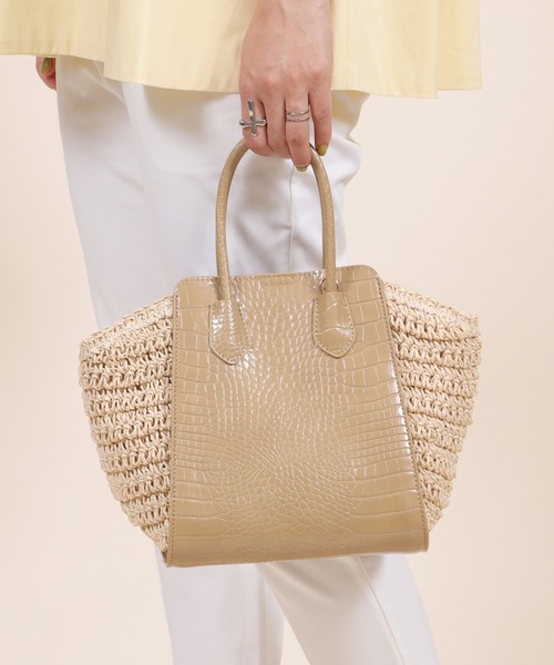 バッグ カゴバッグ レディース 異素材ミックス カゴ トートバッグ Zozotown Yahoo 店 通販 Yahoo ショッピング