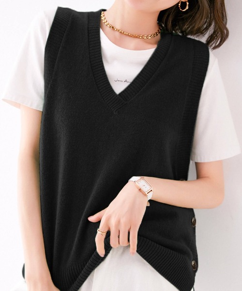 Cinderella tシャツ ニットベスト トップス レディース スリット