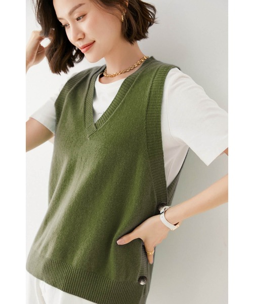 Cinderella tシャツ ニットベスト トップス レディース スリット