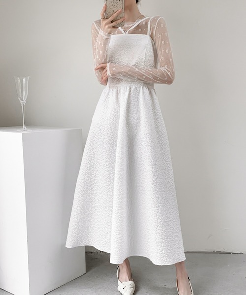 matumo unminou♥新品未使用 ふくれジャガードワンピース ABITOKYO ワンピース ふくれジャガードAラインフレアキャミ