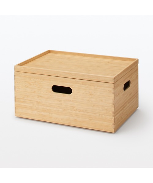 無印良品（MUJI） 収納 重なる竹材長方形ボックス フタ 約幅37×奥行