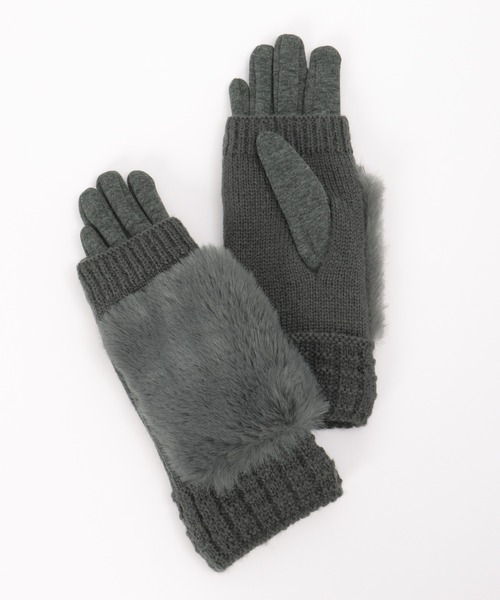 ikka（イッカ） 手袋 3WAYファー＆ニットグローブ レディース