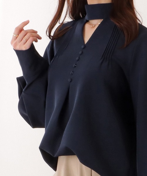 Lace Ladies ブラウス シャツ Vネック風 カットアウト